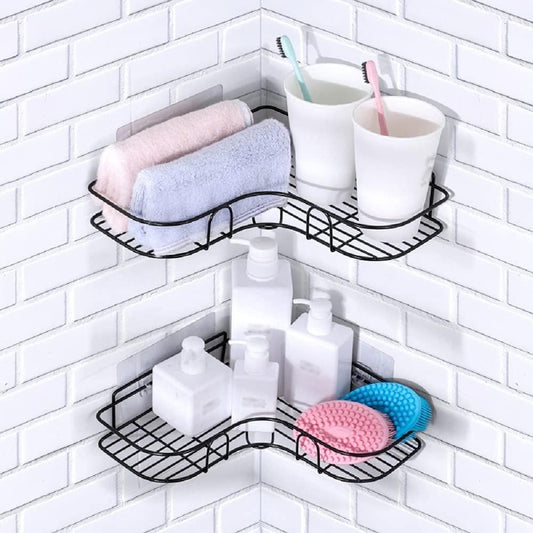 Wall-Mounted Metal Corner Storage Shelf for Bathroom & Kitchen