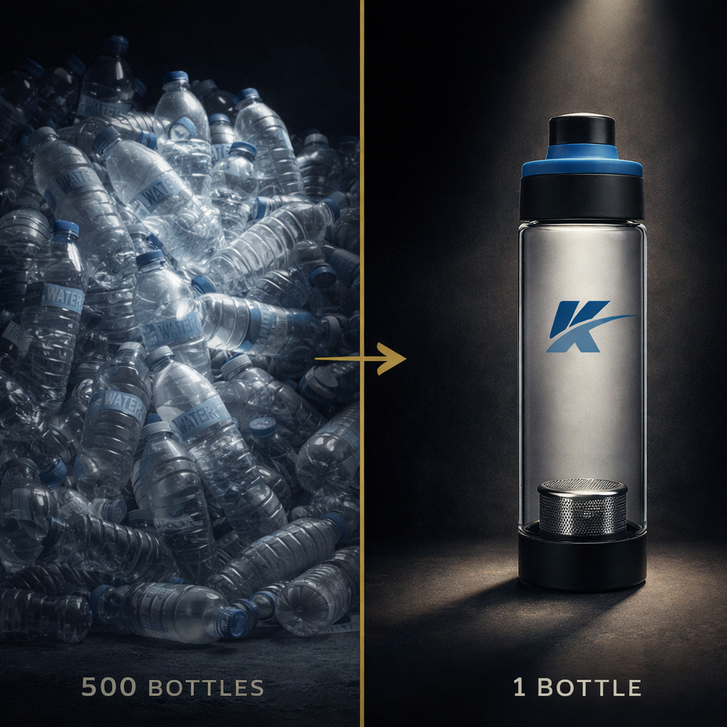 Kazanno Alkaline Water Bottle | 600 ML | Borosilicate Glass Bottle | Ph Level Upto 9.5 | Get negative ORP Water