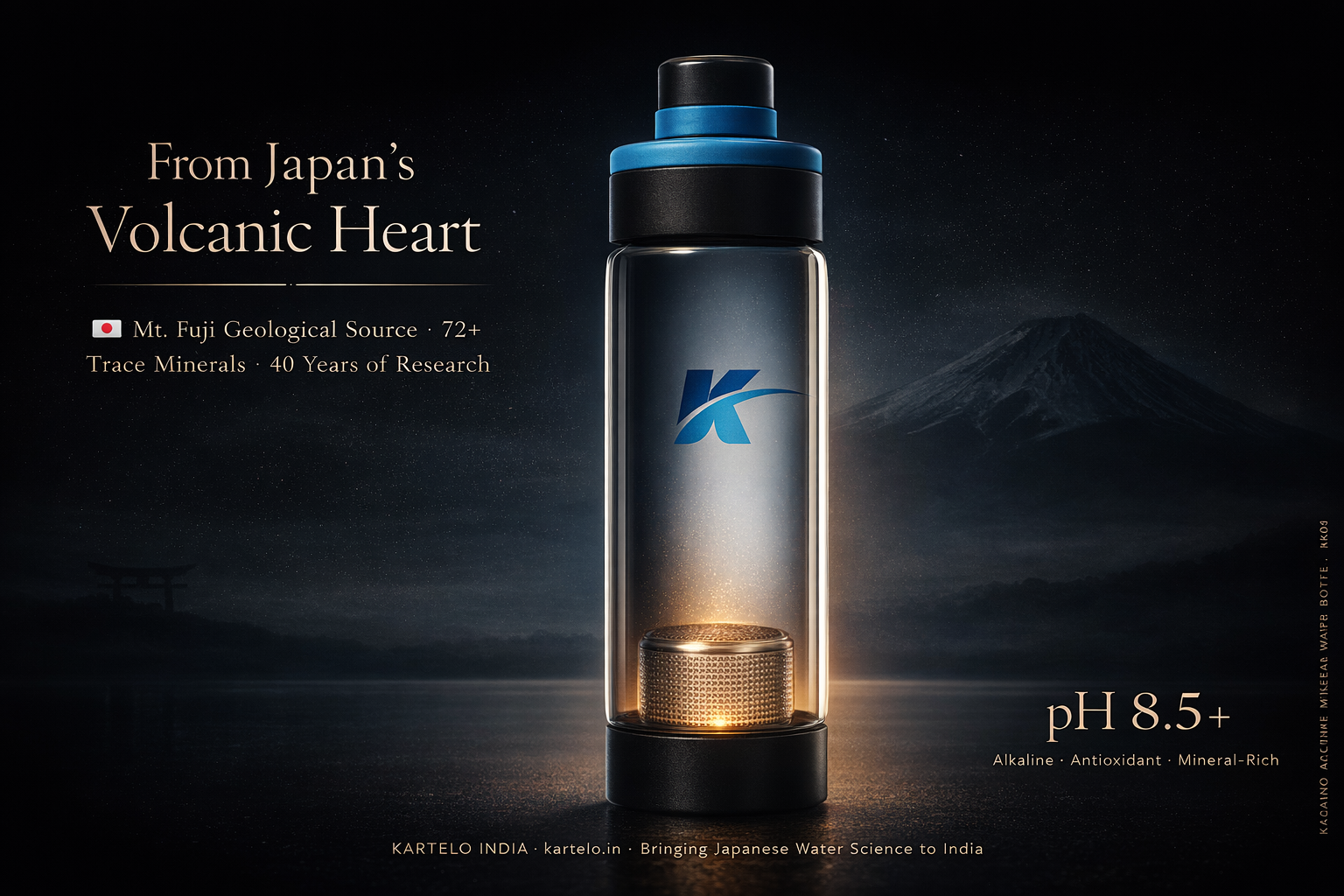 Kazanno Alkaline Water Bottle | 600 ML | Borosilicate Glass Bottle | Ph Level Upto 9.5 | Get negative ORP Water