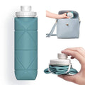 Folding Silicone Water Bottle - 600 Ml, Leak-proof Lid, BPA- (Multicolor)