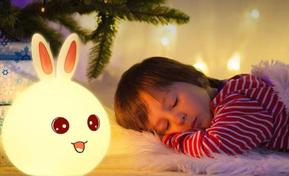Cute Bunny Silicone Night Lamp – 7 Color Touch Light (USB Rechargeable)