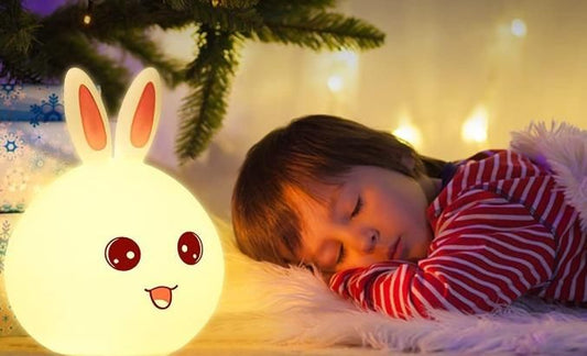 Cute Bunny Silicone Night Lamp – 7 Color Touch Light (USB Rechargeable)