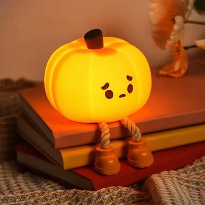 Sad Pumpkin Silicone Night Lamp – Cute Rechargeable LED Mood Light