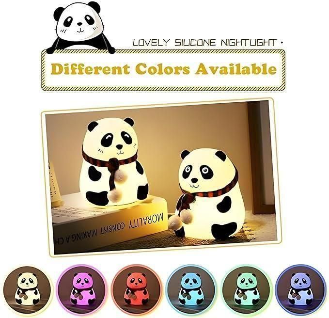 Cute Panda Touch Silicone Night Lamp – 7 Color LED (Rechargeable)