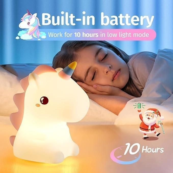Silicone Unicorn LED Night Lamp – Soft Touch Rechargeable Mood Light