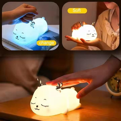 Cute Deer Silicone Nursery Night Light – Touch Control Soft Glow Lamp