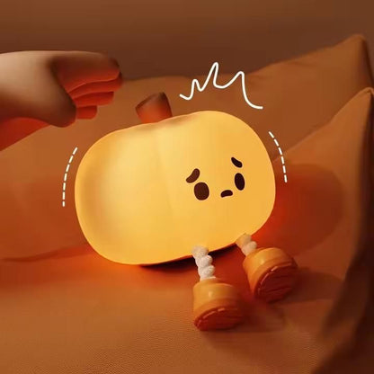 Sad Pumpkin Silicone Night Lamp – Cute Rechargeable LED Mood Light