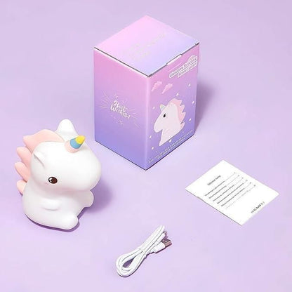 Silicone Unicorn LED Night Lamp – Soft Touch Rechargeable Mood Light