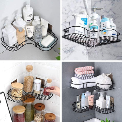 Wall-Mounted Metal Corner Storage Shelf for Bathroom & Kitchen