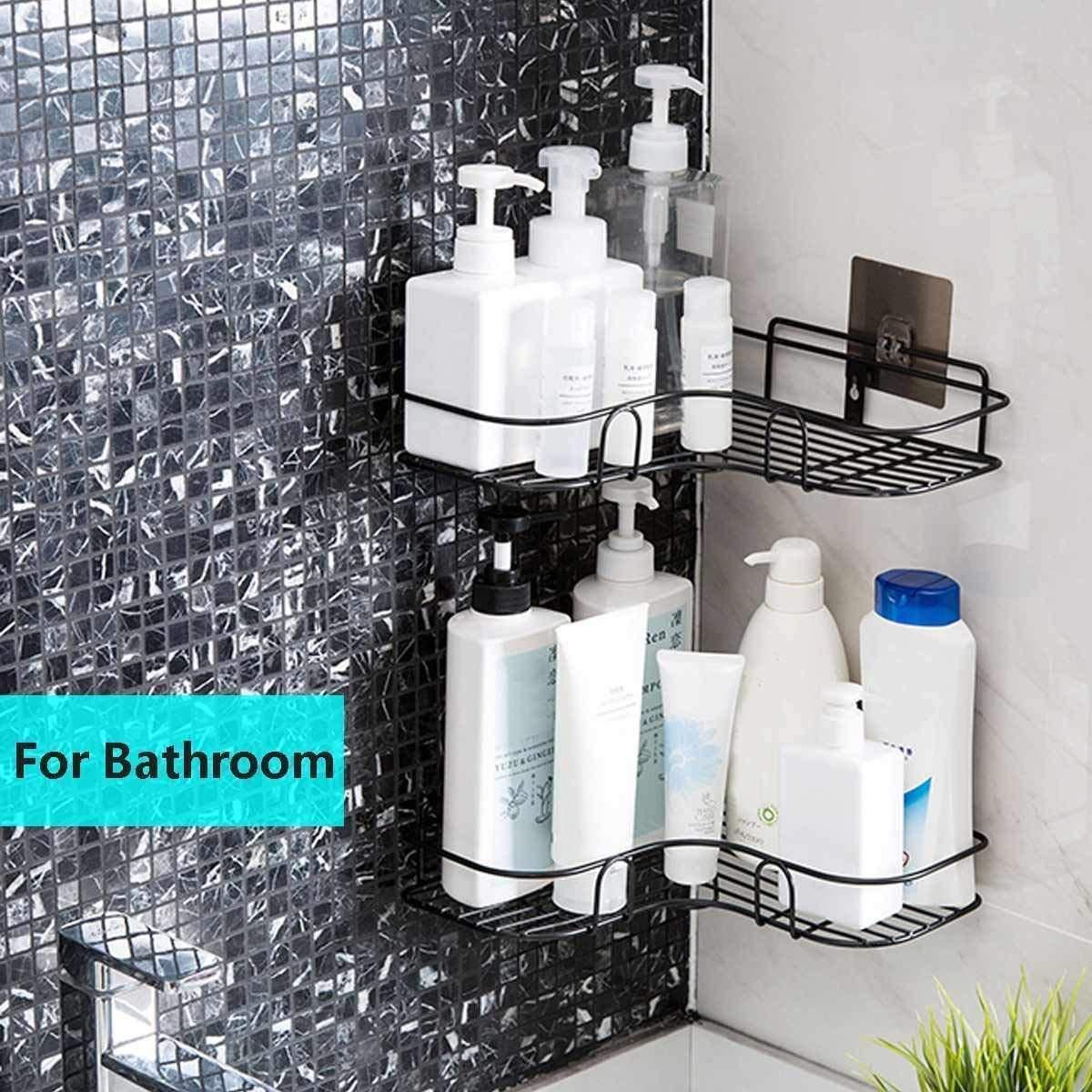 Wall-Mounted Metal Corner Storage Shelf for Bathroom & Kitchen