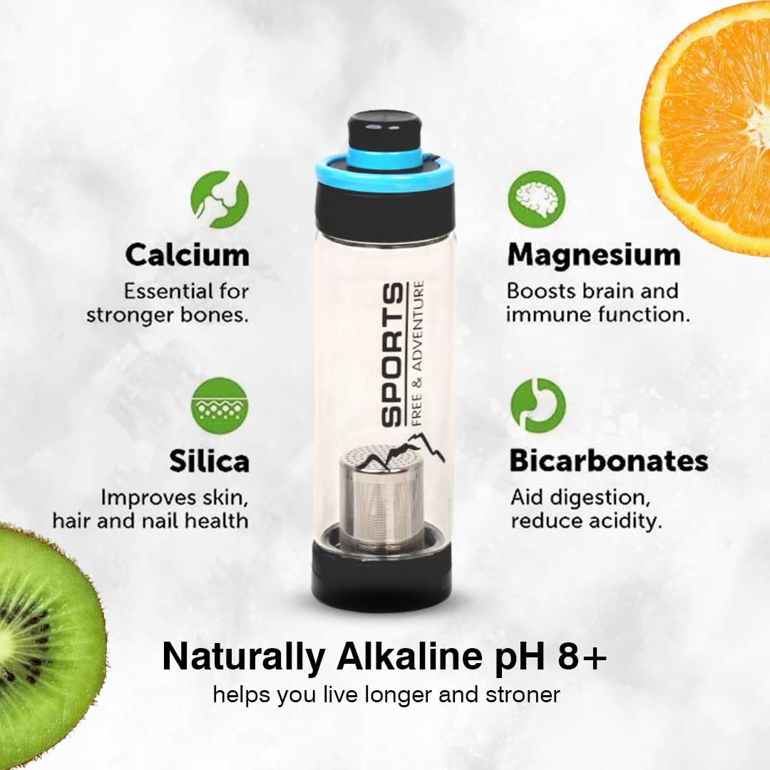 Kazanno Alkaline Water Bottle | 600 ML | Borosilicate Glass Bottle | Ph Level Upto 9.5 | Get negative ORP Water