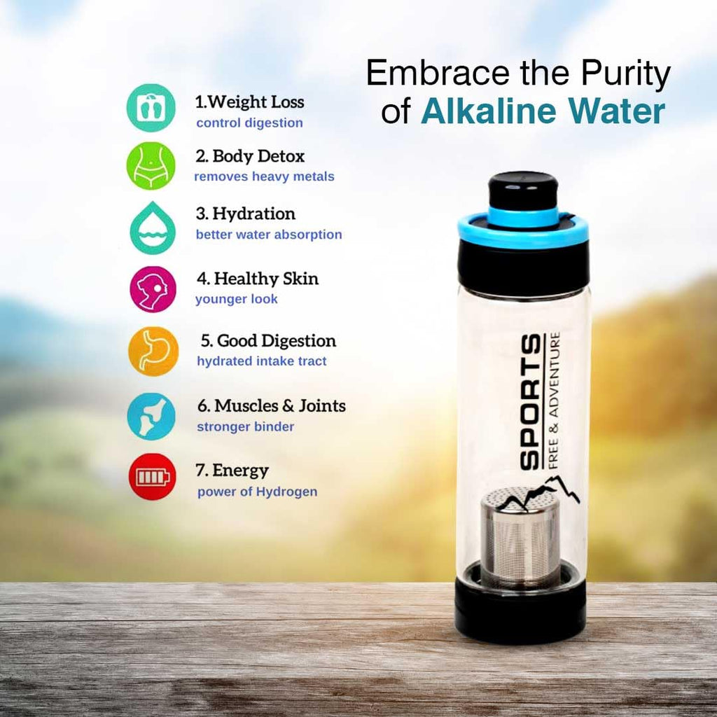 Kazanno Alkaline Water Bottle | 600 ML | Borosilicate Glass Bottle | Ph Level Upto 9.5 | Get negative ORP Water