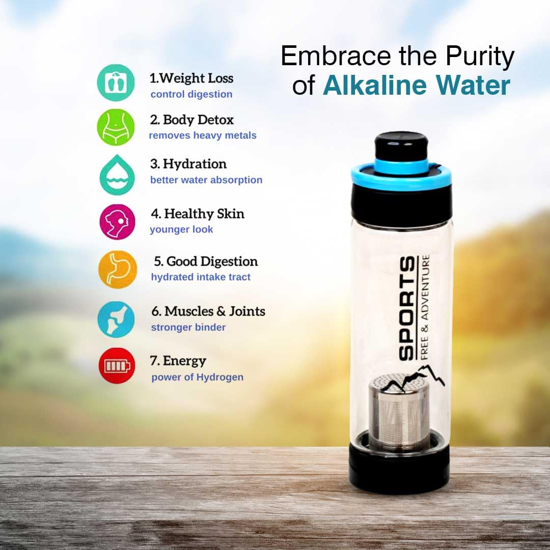 Kazanno Alkaline Water Bottle | 600 ML | Borosilicate Glass Bottle | Ph Level Upto 9.5 | Get negative ORP Water