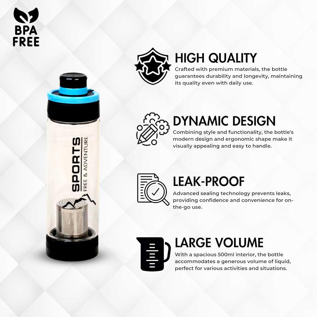 Kazanno Alkaline Water Bottle | 600 ML | Borosilicate Glass Bottle | Ph Level Upto 9.5 | Get negative ORP Water