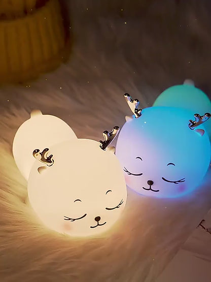 Cute Deer Silicone Nursery Night Light – Touch Control Soft Glow Lamp